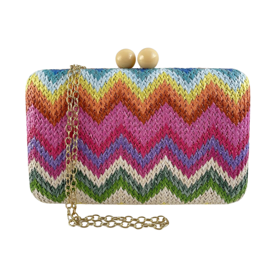 Bolsa de Festa Clutch Palha Colorida