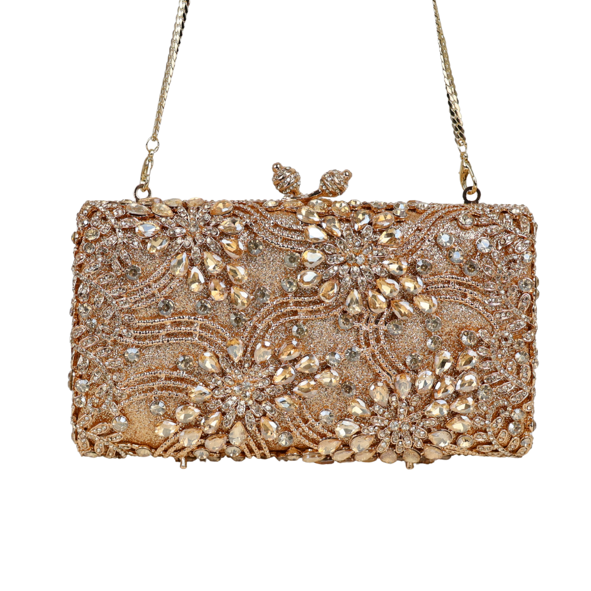 Bolsa Festa Clutch Pedraria Strass Dourada