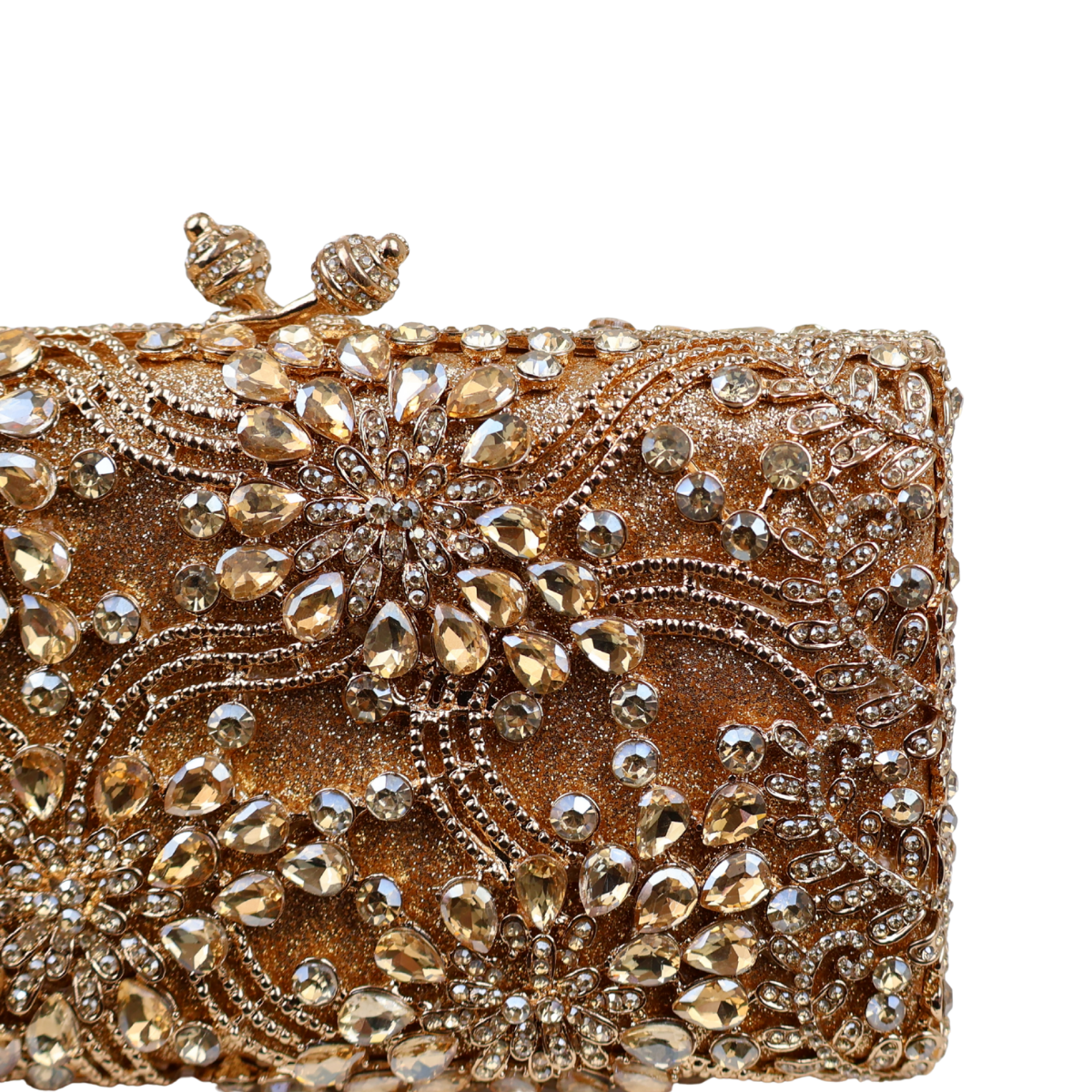 Bolsa Festa Clutch Pedraria Strass Dourada