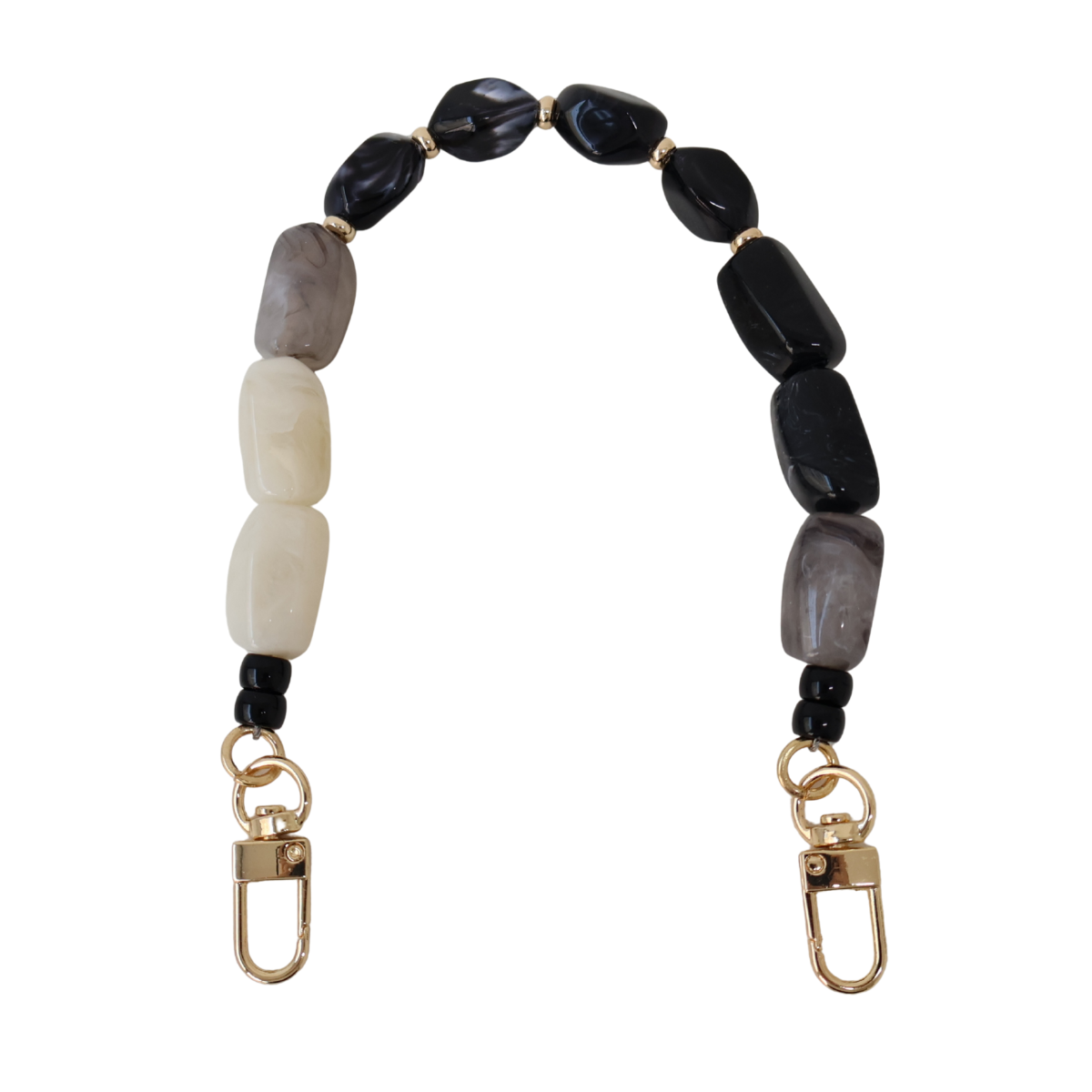 Alça de Mão - Branco e Preto - Metal Dourado