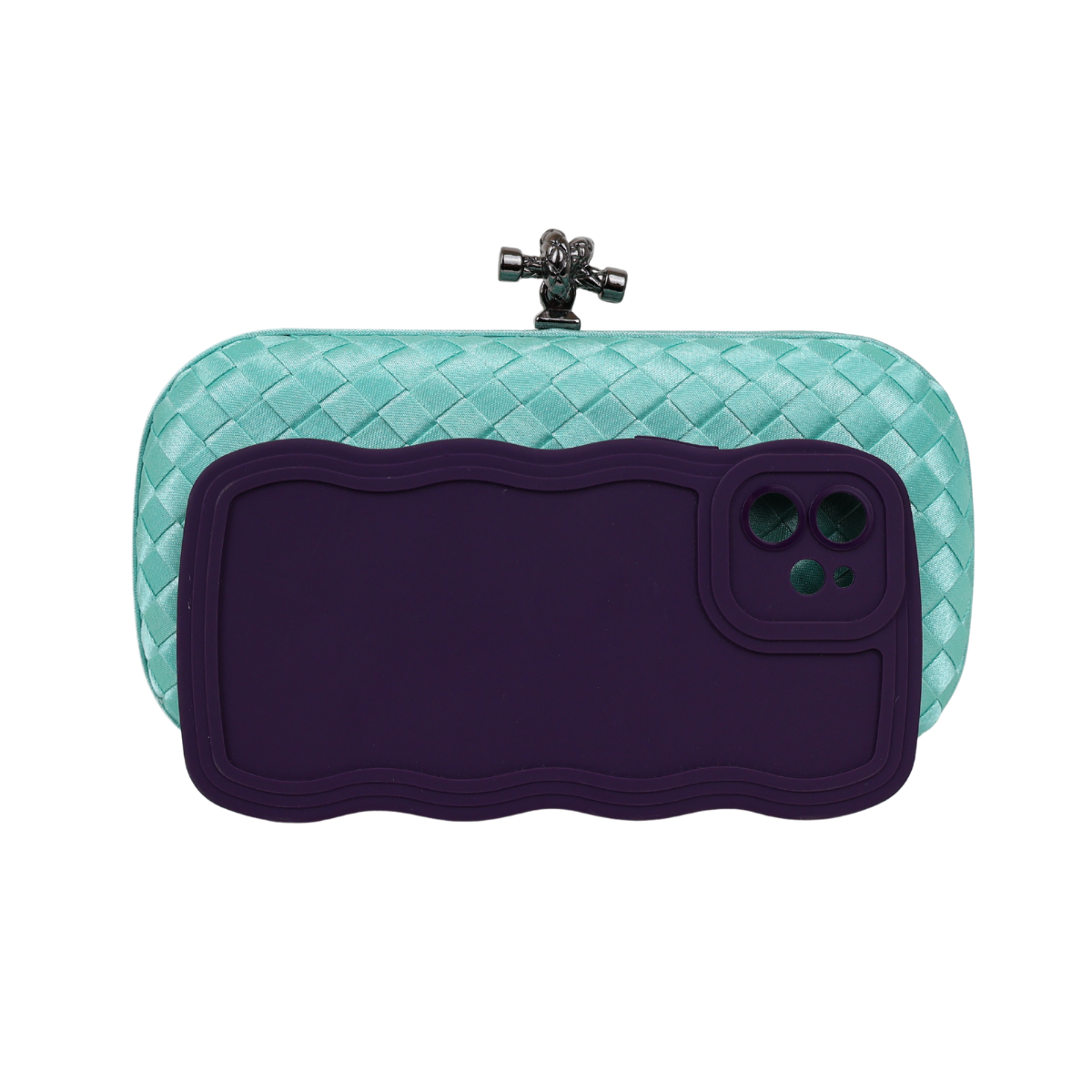 Clutch Tressê Cetim Inspired Pequena Turquesa Claro