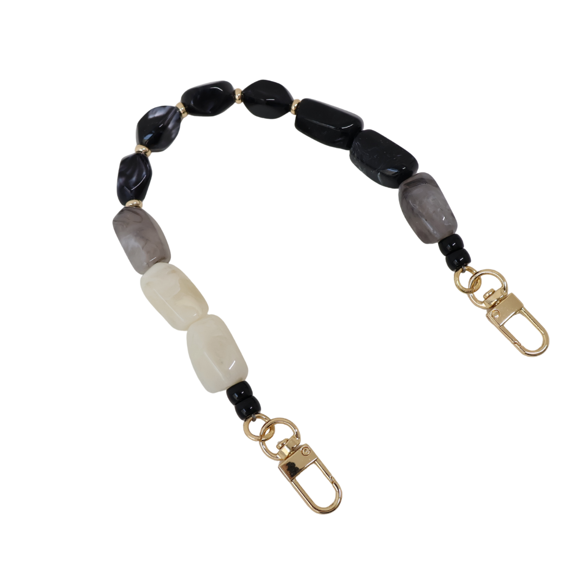 Alça de Mão - Branco e Preto - Metal Dourado