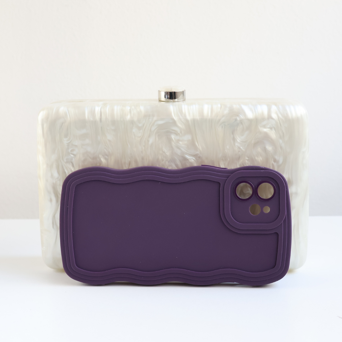 Bolsa Clutch Festa Acrílico Off White