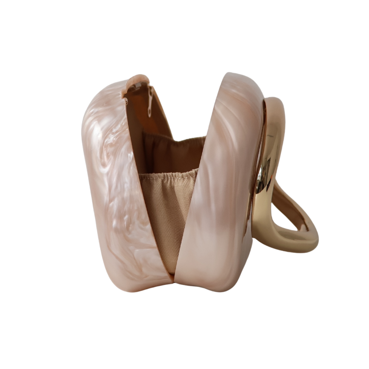 Bolsa de Festa Clutch Acrílico Perolada Champagne