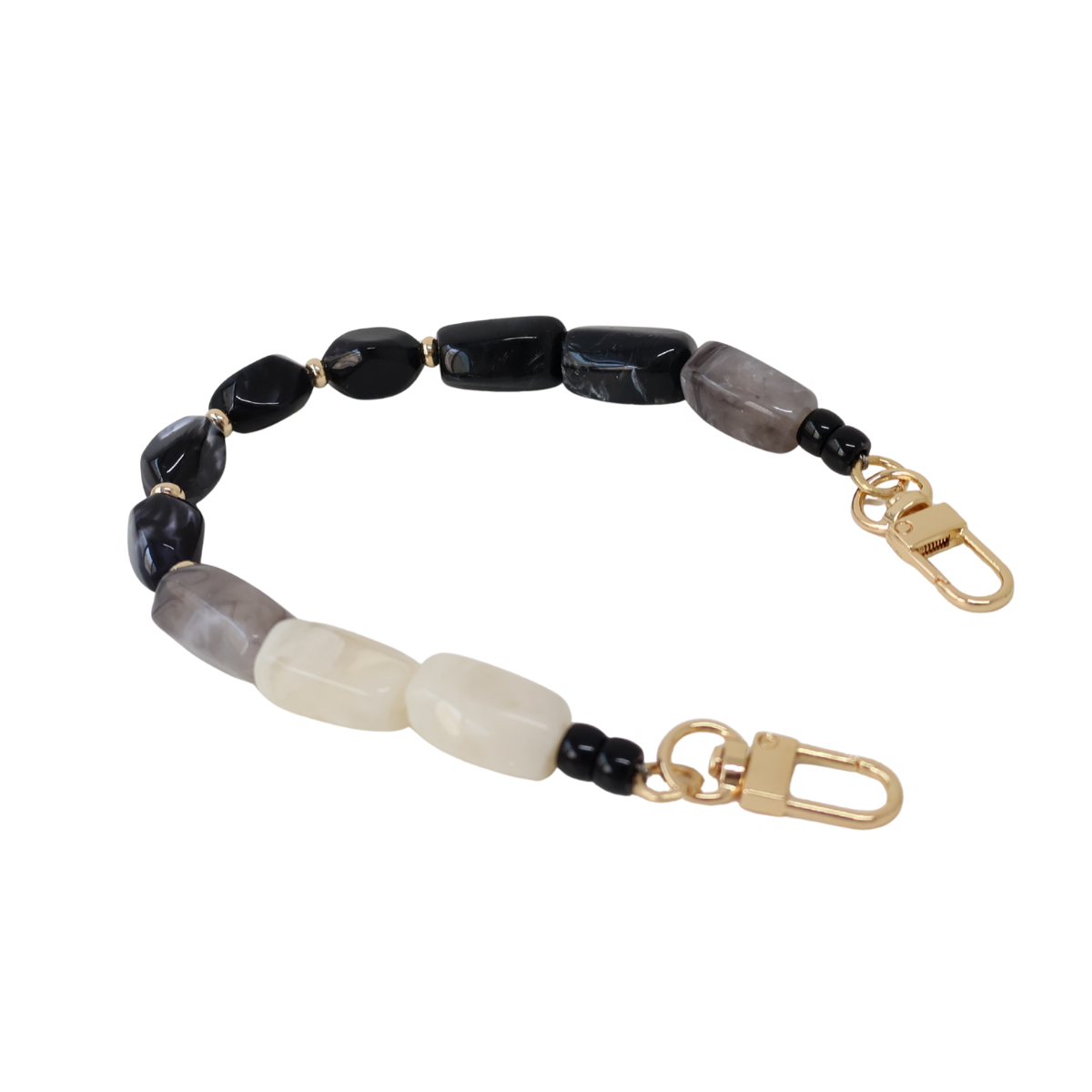 Alça de Mão - Branco e Preto - Metal Dourado