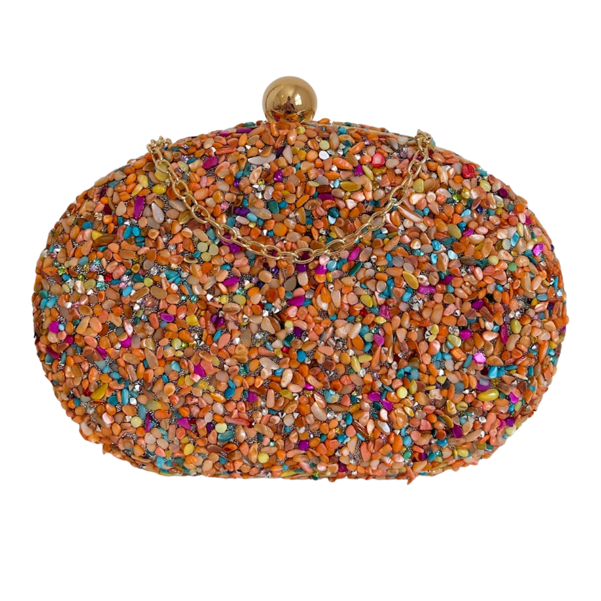 Bolsa Festa Clutch Pedraria Laranja Oval