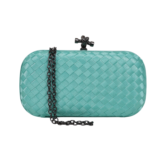 Clutch Tressê Cetim Inspired Pequena Turquesa Claro