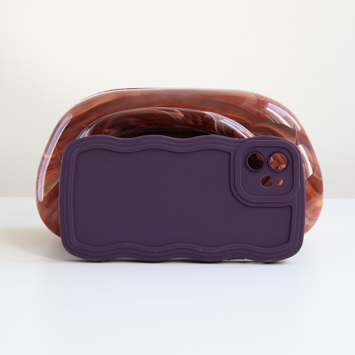 Bolsa de Festa Clutch Acrílico Mesclado Marrom