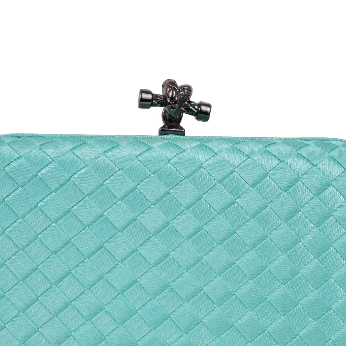 Clutch Tressê Cetim Inspired Pequena Turquesa Claro
