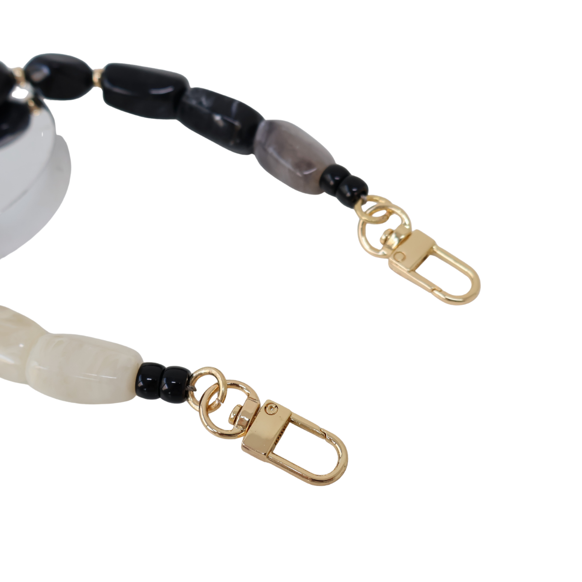 Alça de Mão - Branco e Preto - Metal Dourado