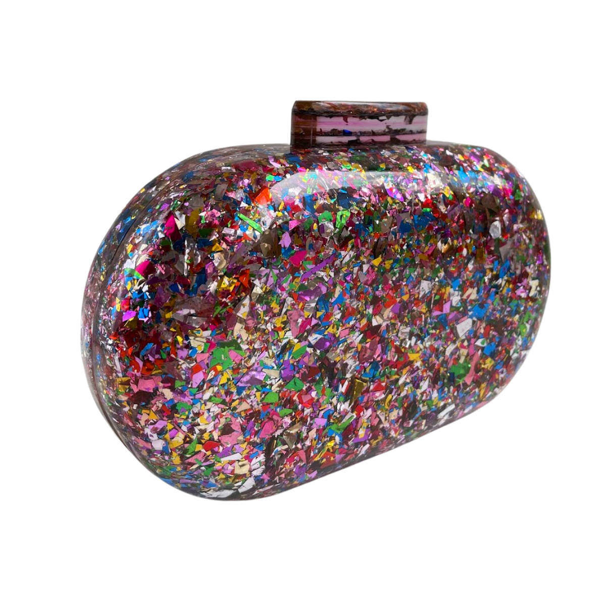 Bolsa Clutch Festa Acrílico Oval Colorida - ReUse