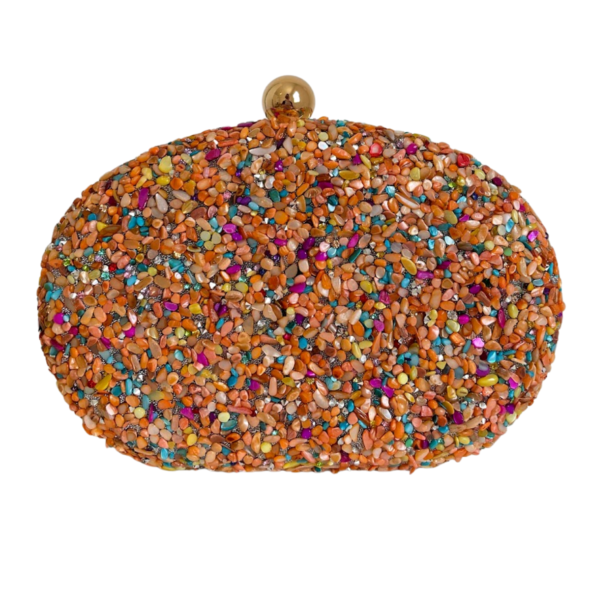 Bolsa Festa Clutch Pedraria Laranja Oval