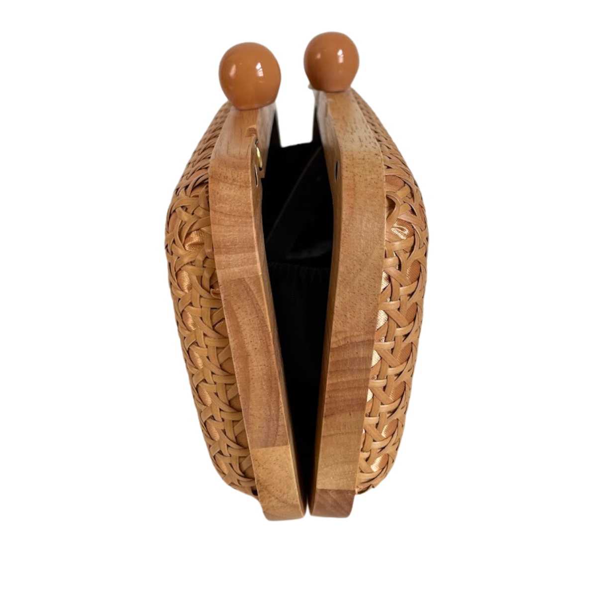 Bolsa de Festa Clutch Madeira e Palha da Índia Caramelo