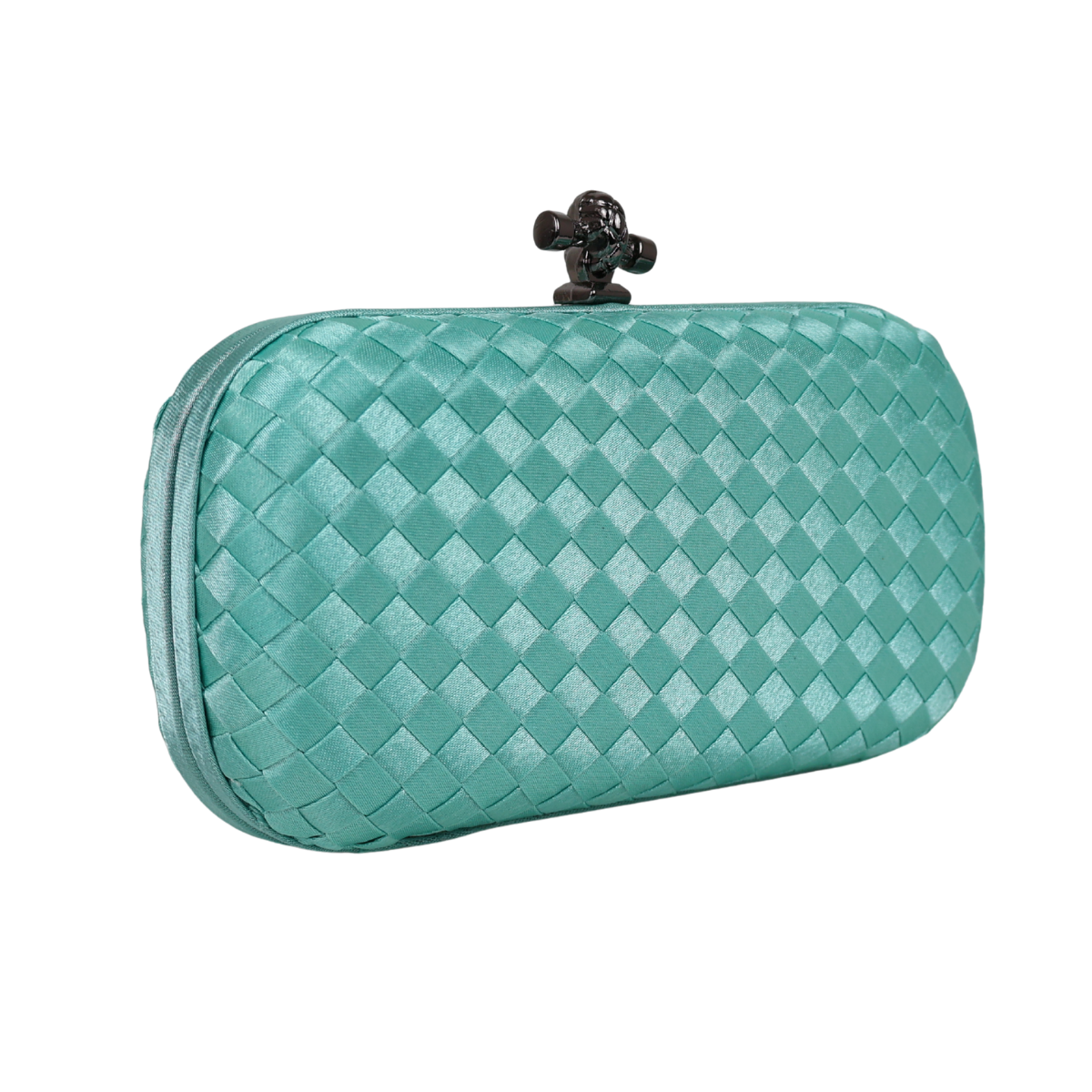Clutch Tressê Cetim Inspired Pequena Turquesa Claro
