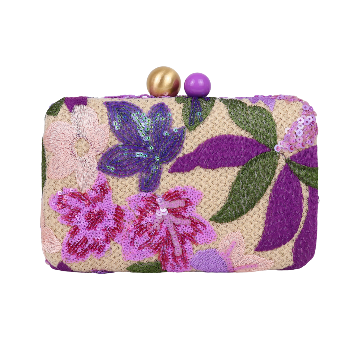 Bolsa Clutch Festa Bordada Flores Roxa