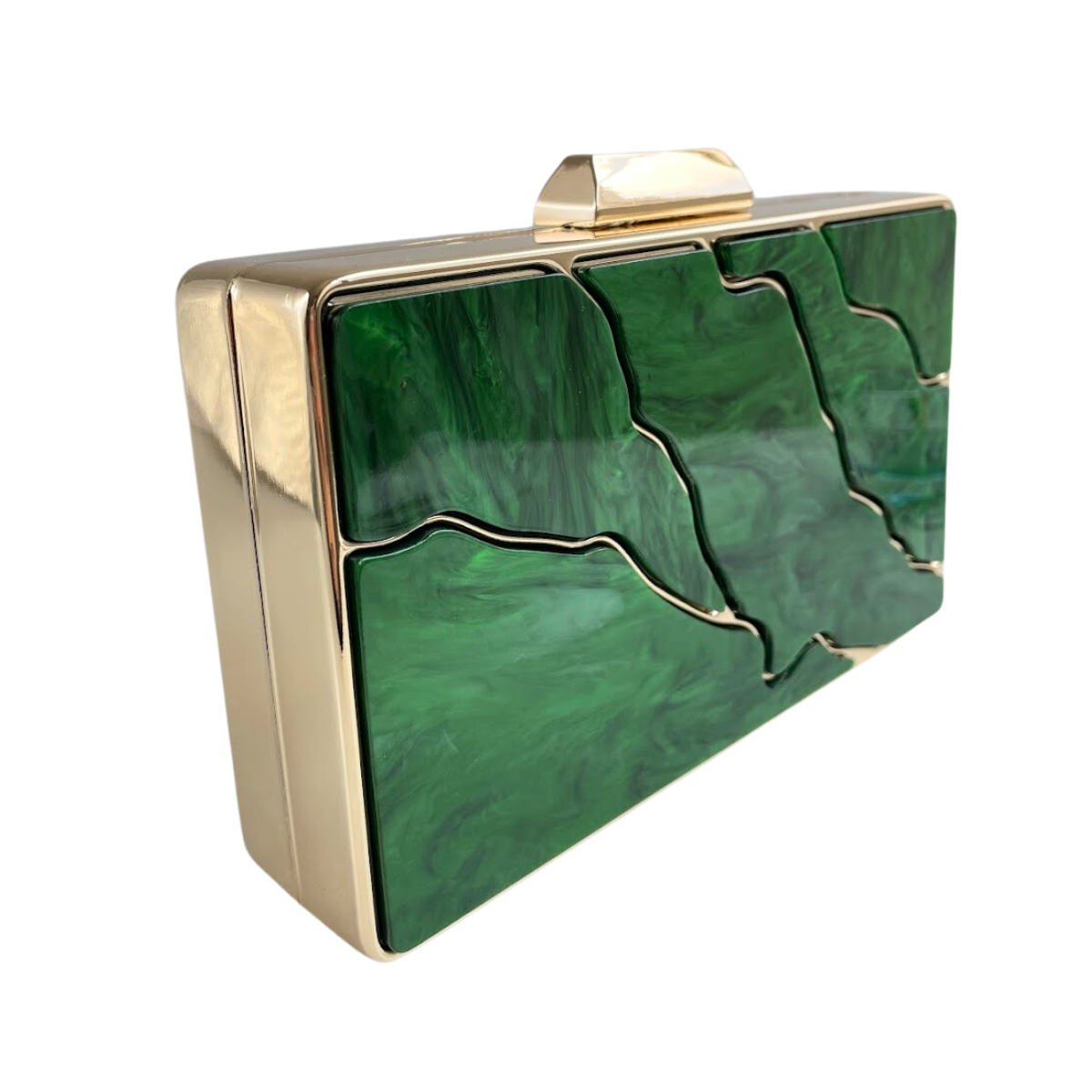 Bolsa de Festa Clutch Acrílico e Metal Verde