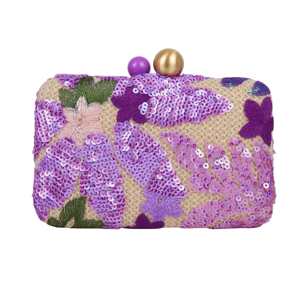 Bolsa Clutch Festa Bordada Flores Roxa