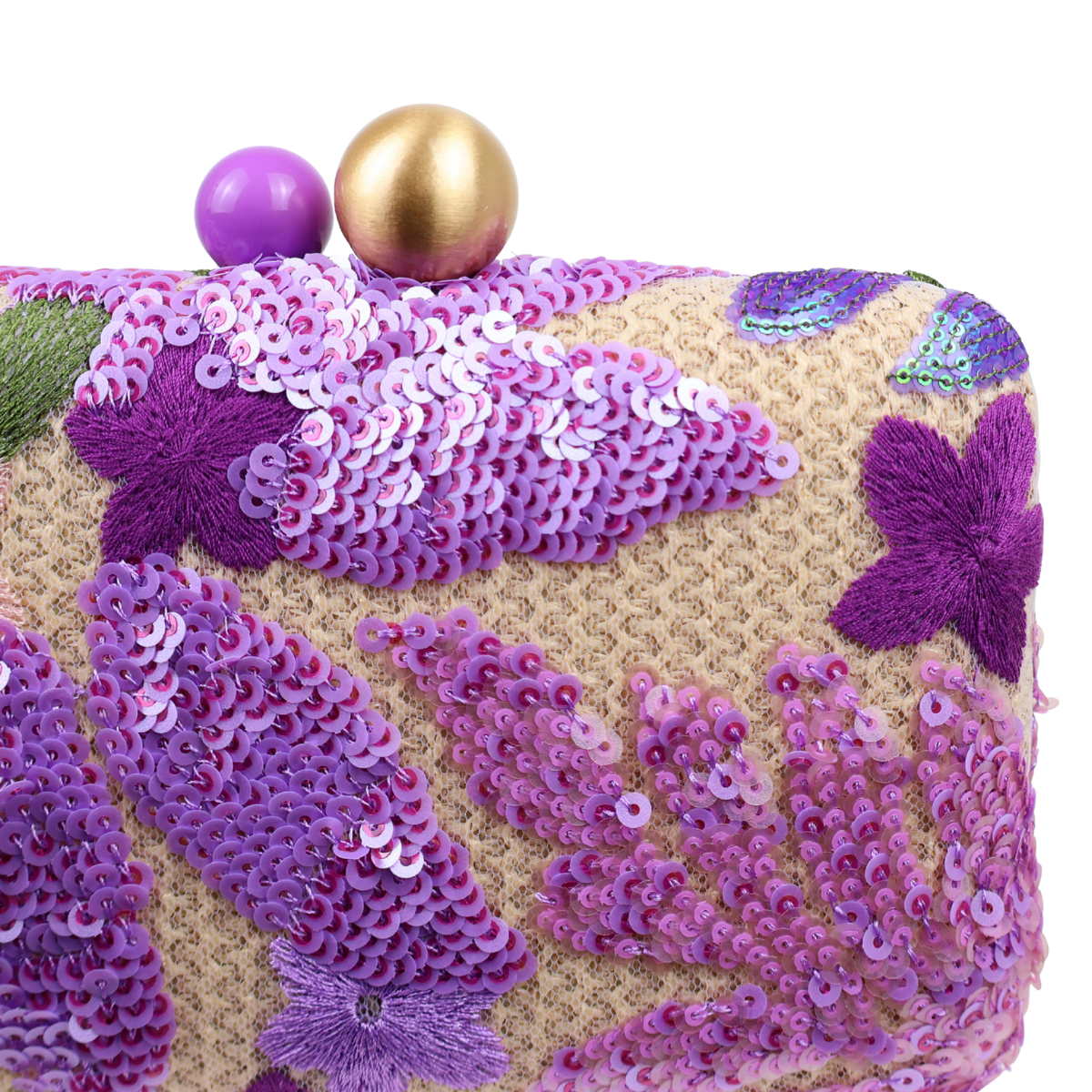 Bolsa Clutch Festa Bordada Flores Roxa