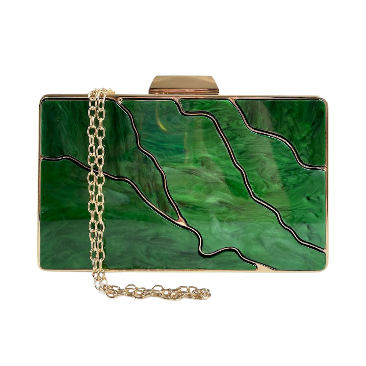 Bolsa de Festa Clutch Acrílico e Metal Verde