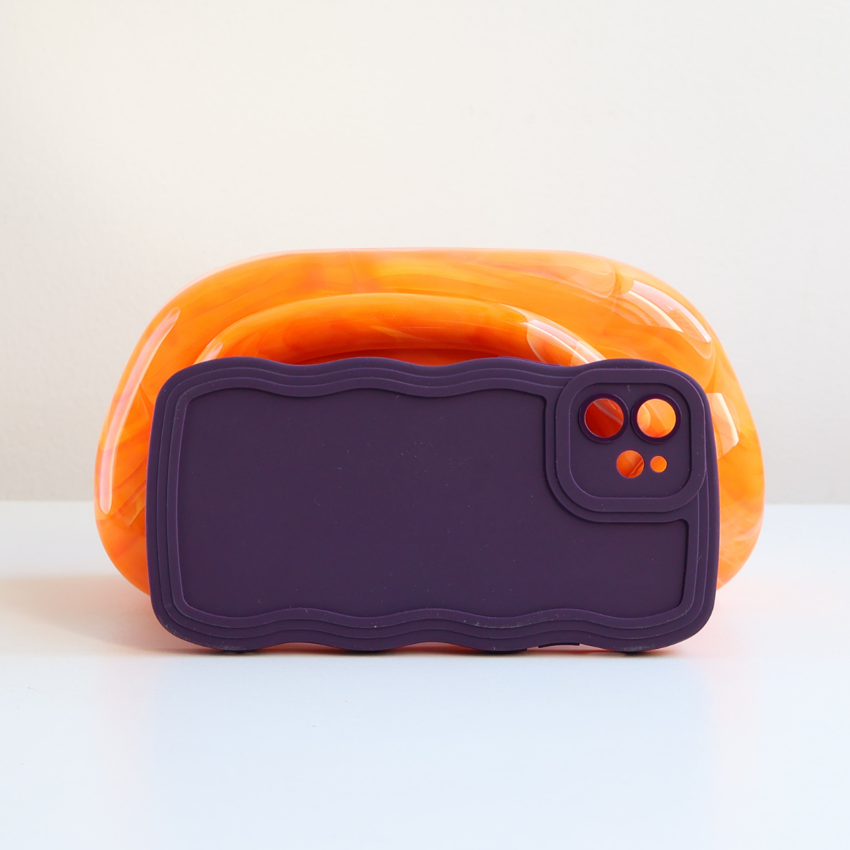 Bolsa de Festa Clutch Acrílico Mesclado Laranja