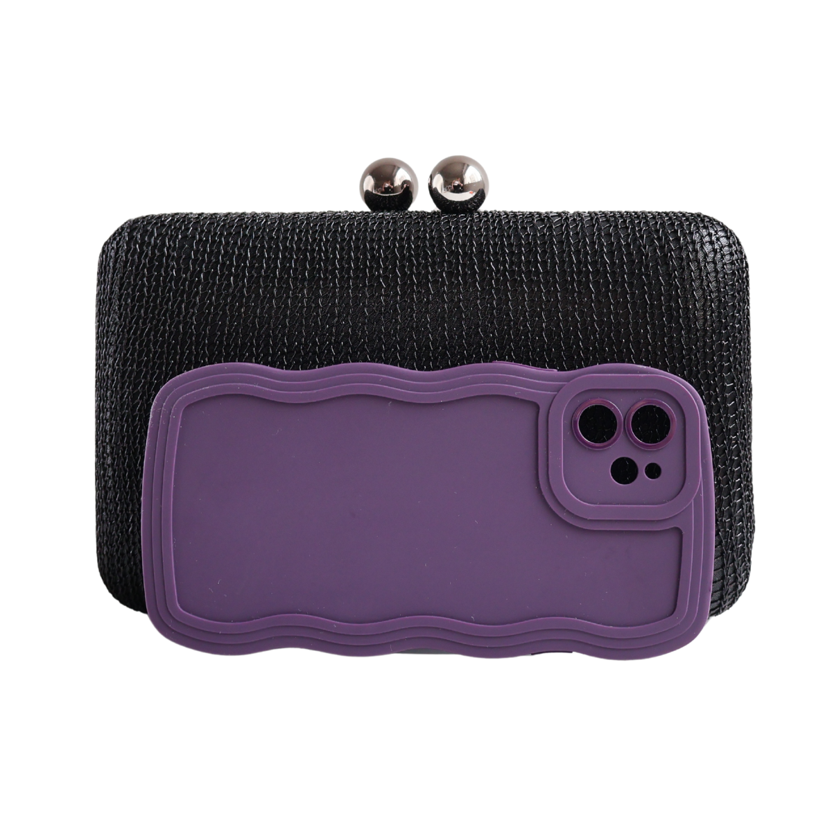 Bolsa de Festa Clutch Malha Preta