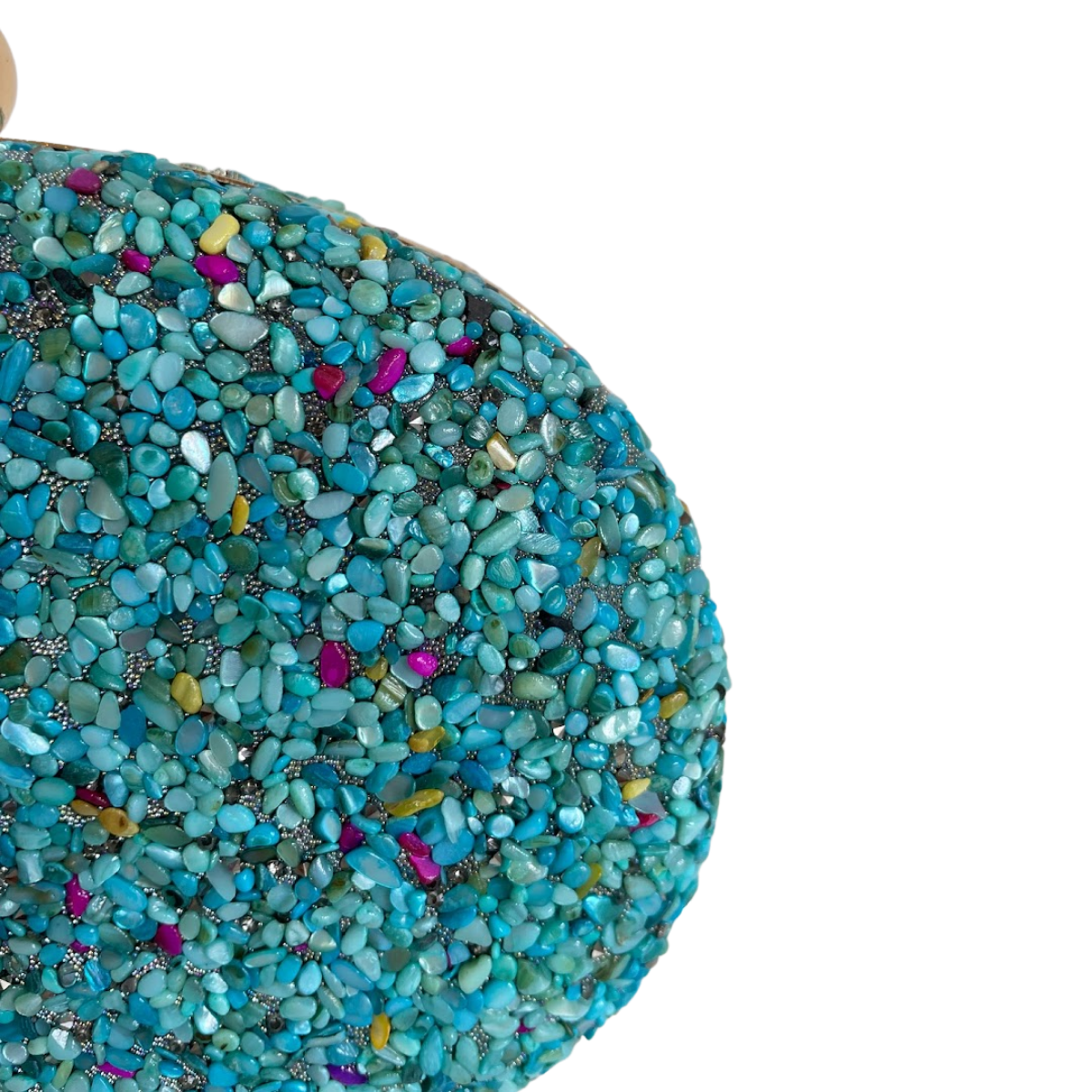 Bolsa Festa Clutch Pedraria Azul Tiffany Oval