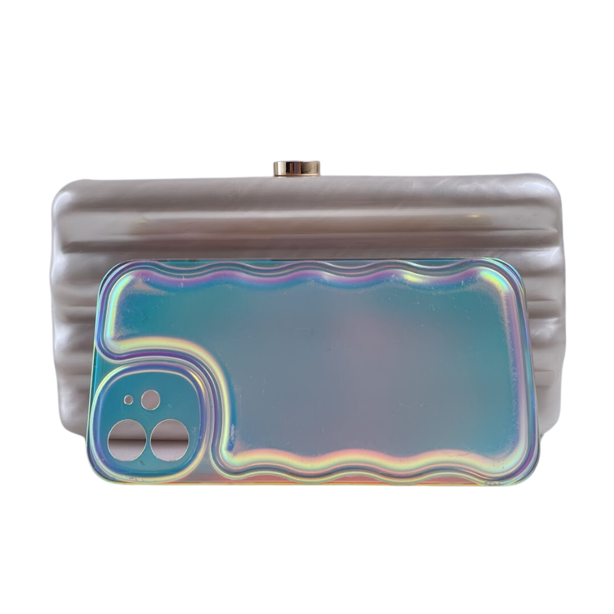 Bolsa Clutch Festa Acrílico Bege Nude