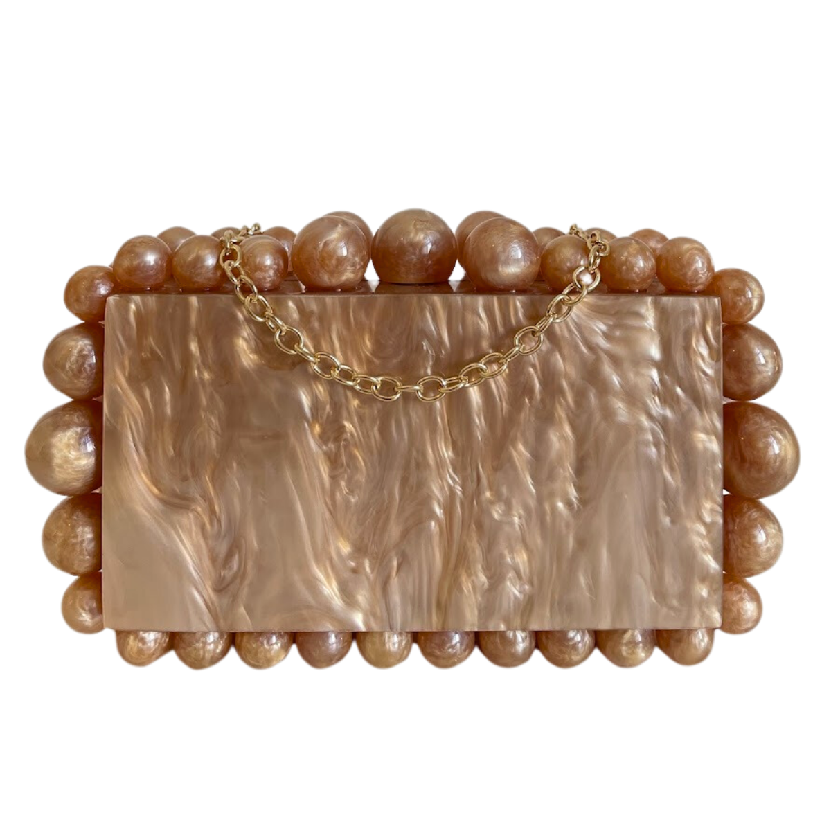 Bolsa de Festa Clutch Acrílico Bolas Marrom