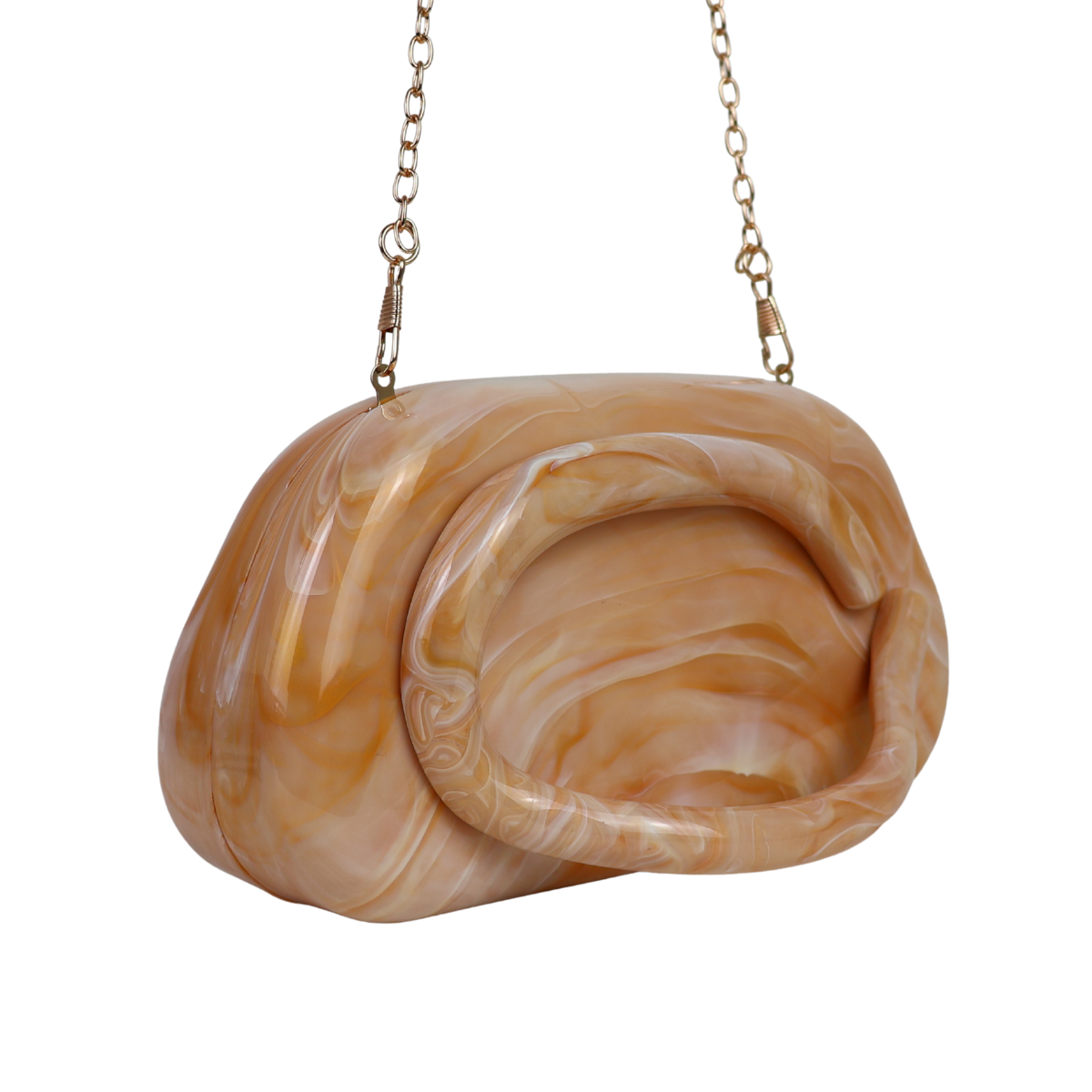 Bolsa de Festa Clutch Acrílico Perolada Bege Caramelo
