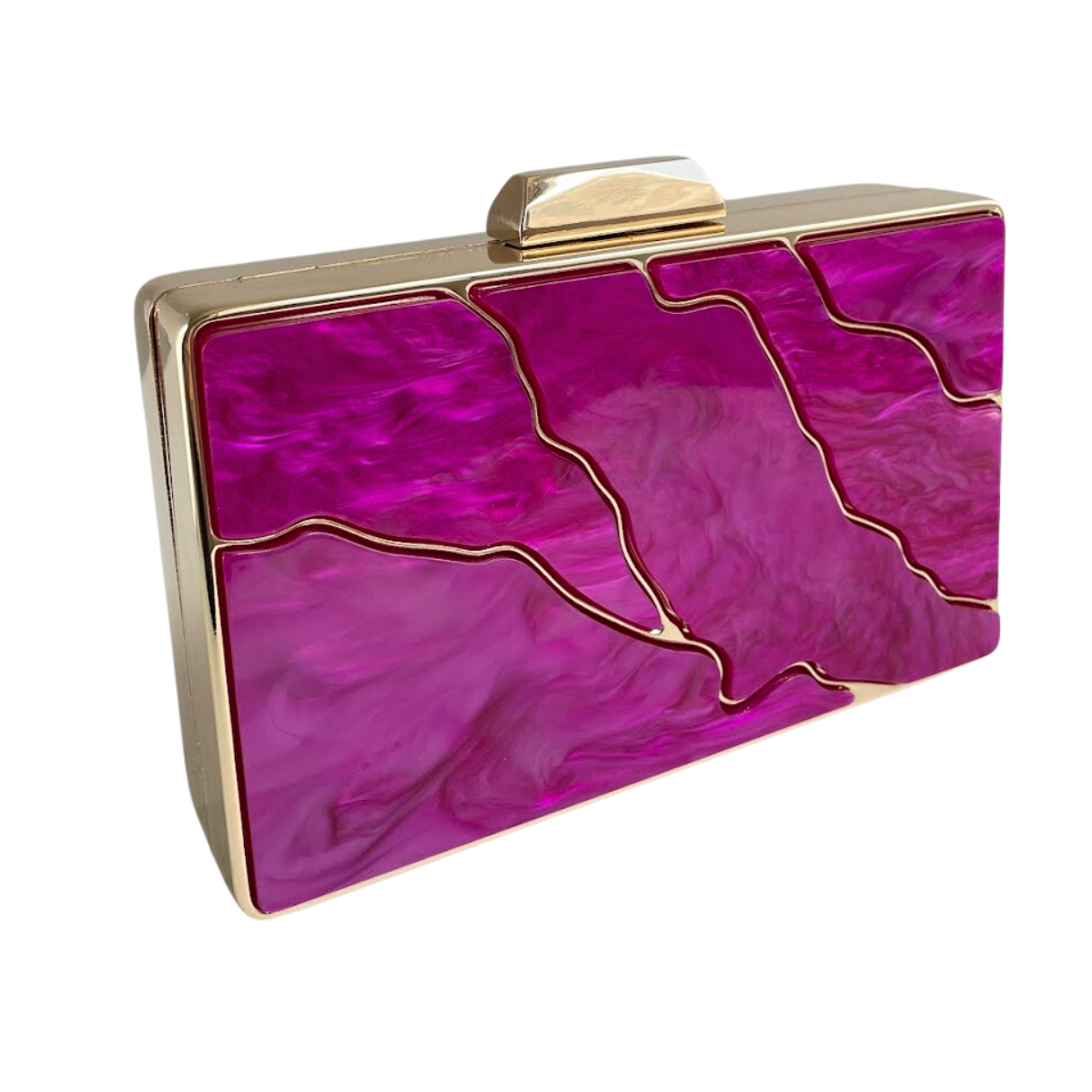 Bolsa de Festa Clutch Metal e Acrílico Fúcsia