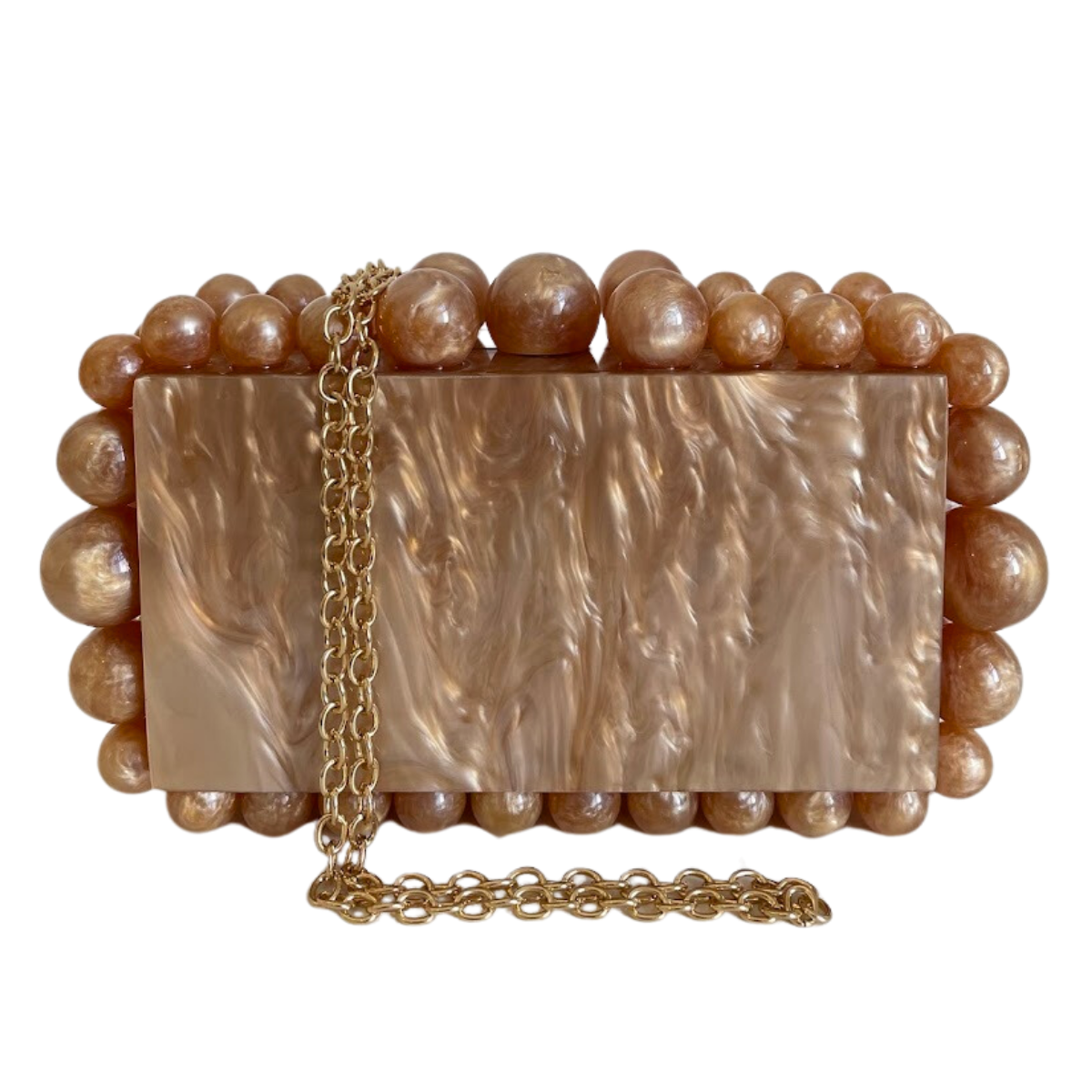 Bolsa de Festa Clutch Acrílico Bolas Marrom