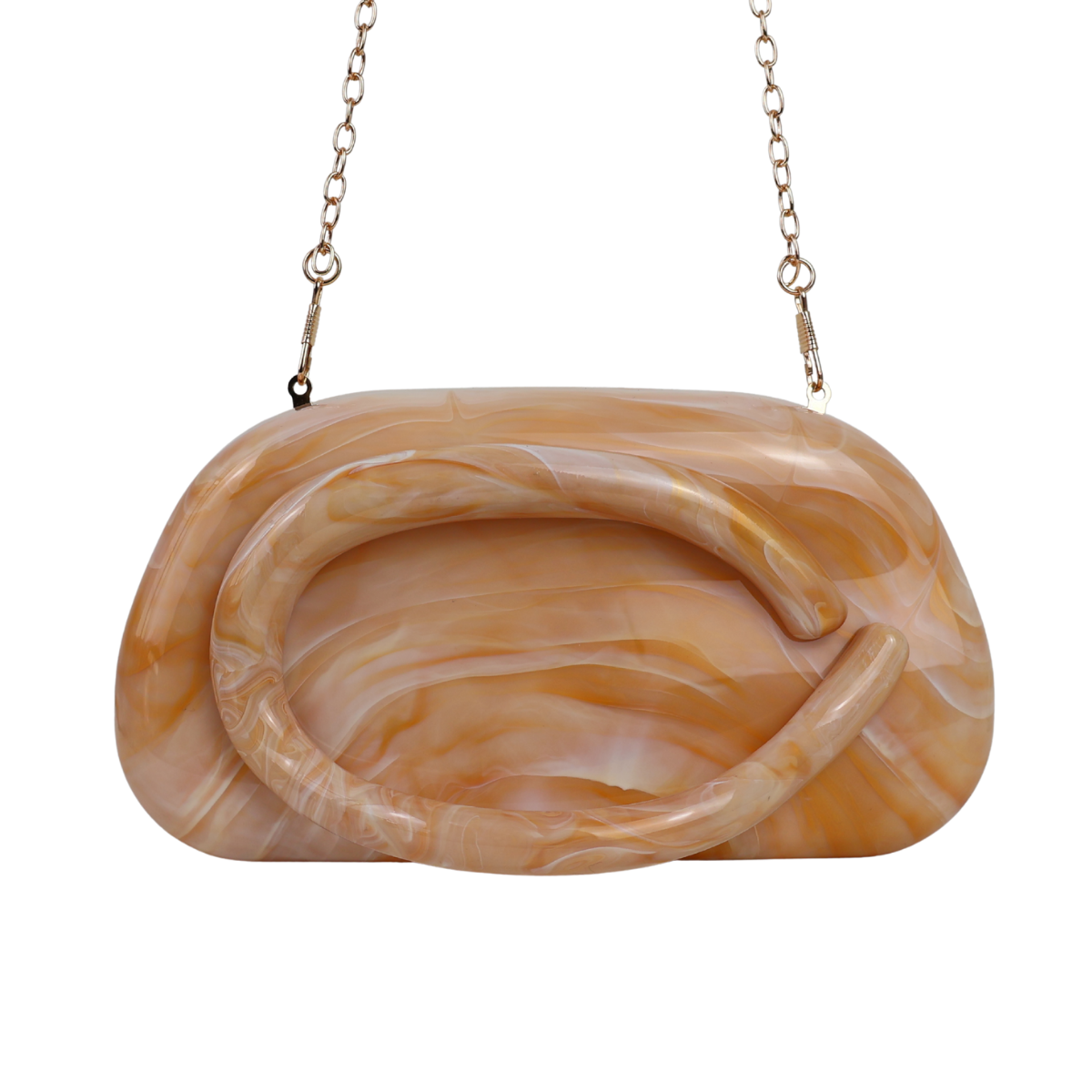 Bolsa de Festa Clutch Acrílico Perolada Bege Caramelo