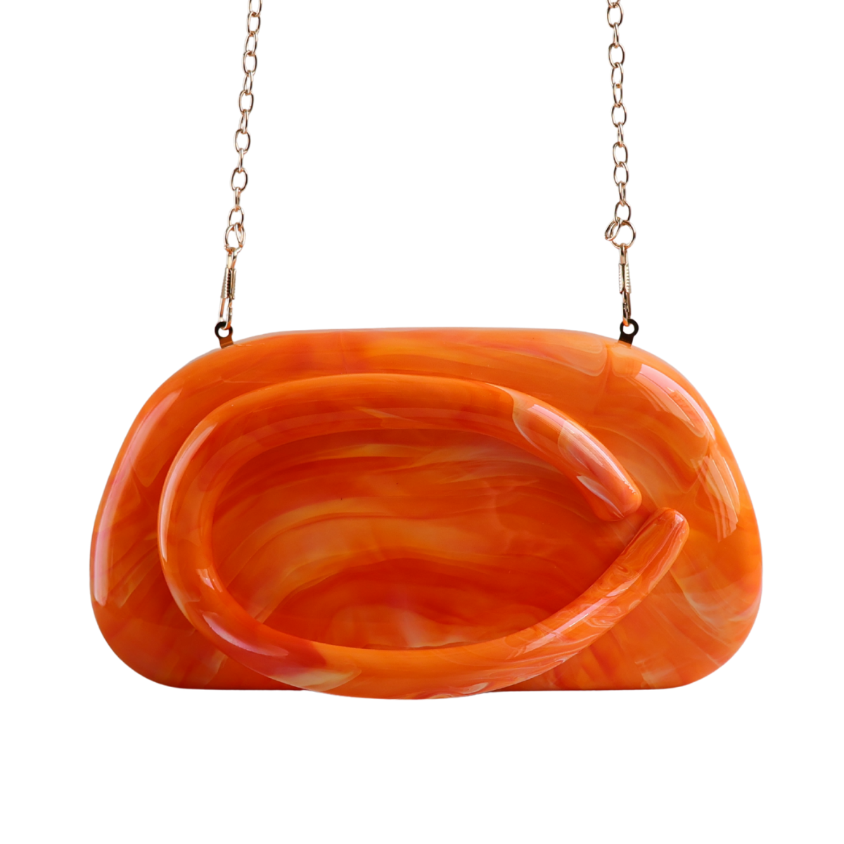 Bolsa de Festa Clutch Acrílico Mesclado Laranja