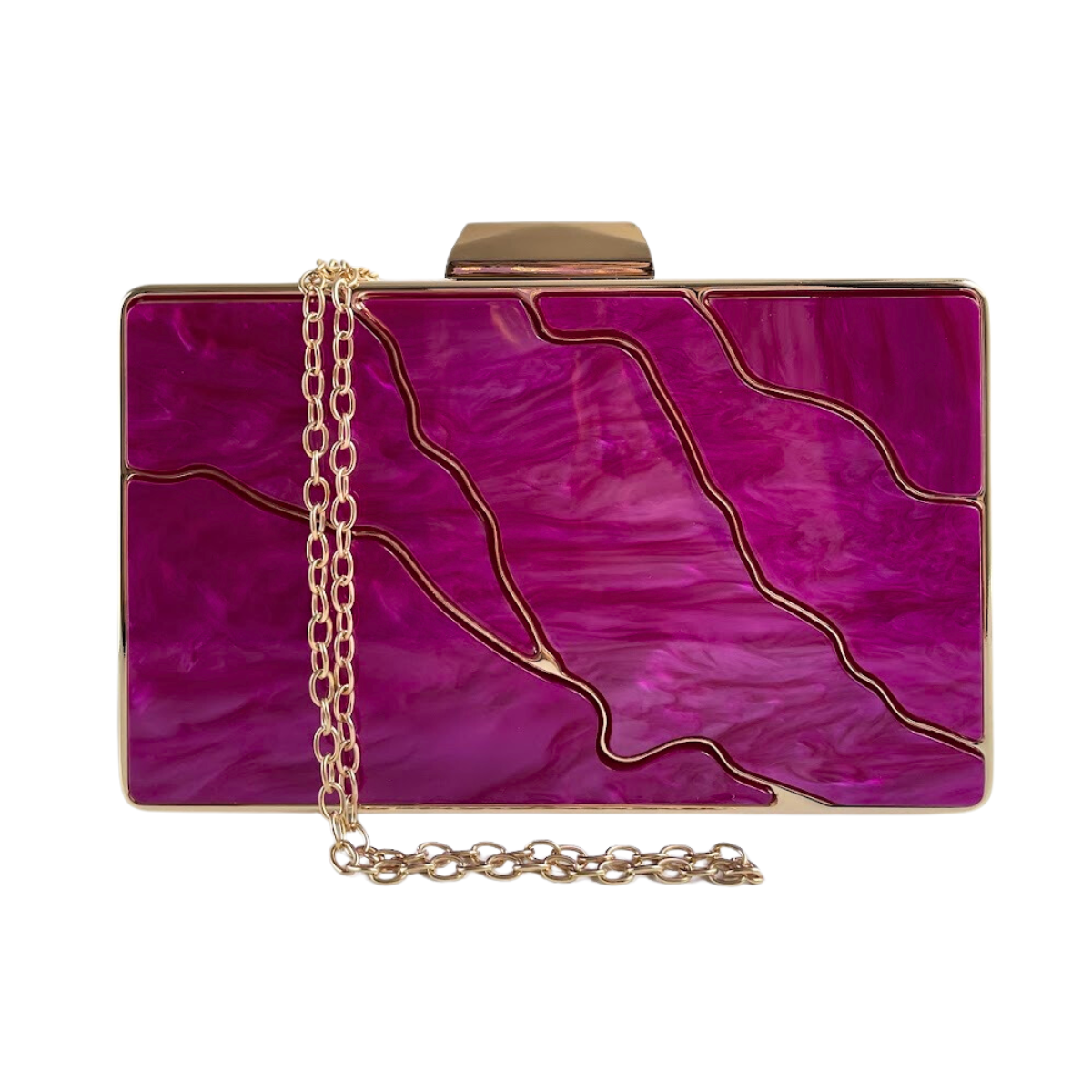 Bolsa de Festa Clutch Metal e Acrílico Fúcsia