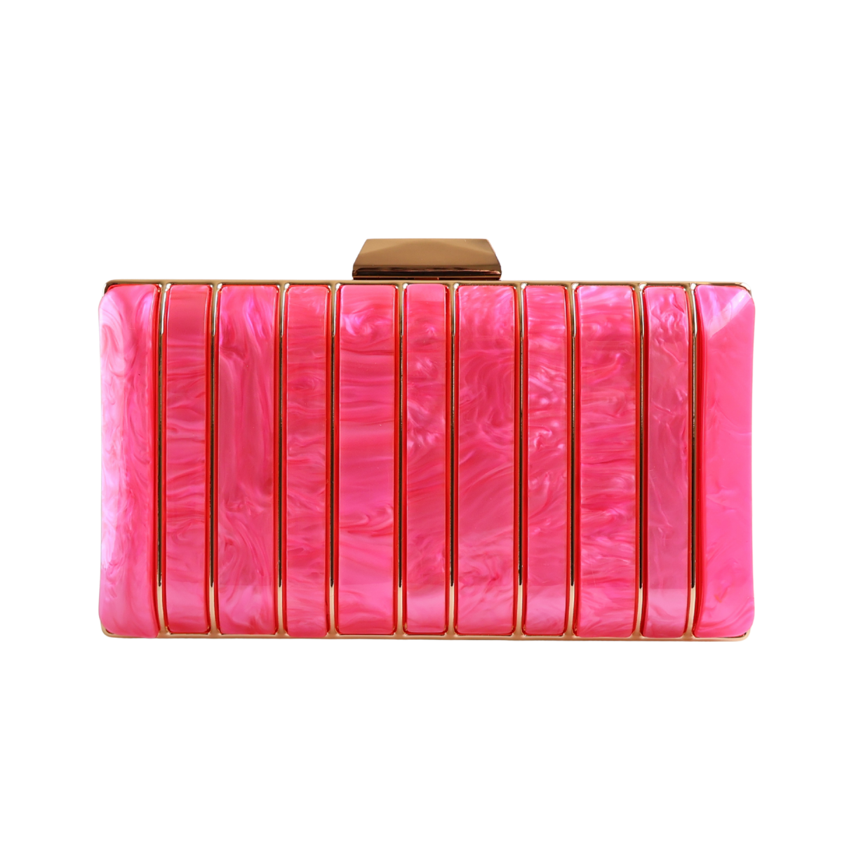 Bolsa de Festa Clutch Acrílico e Metal Rosa