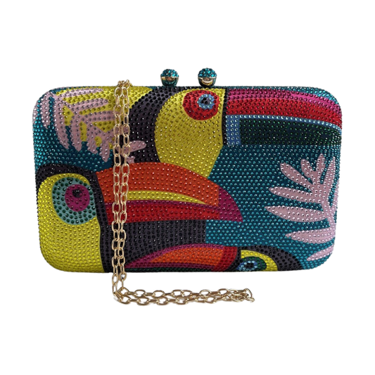 Bolsa de Festa Clutch Pedraria Azul Toucan