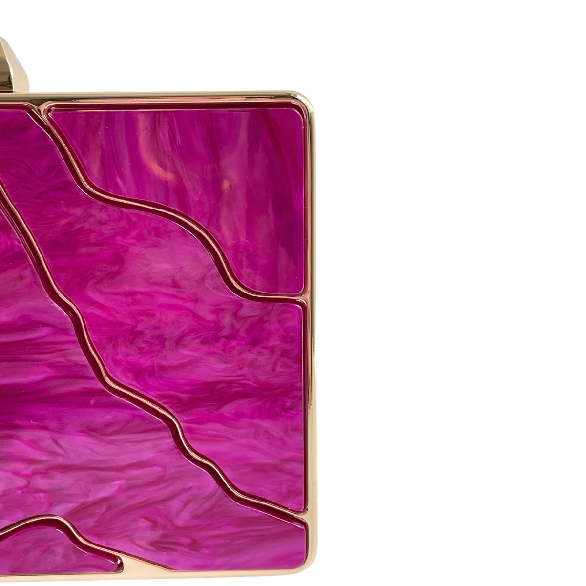 Bolsa de Festa Clutch Metal e Acrílico Fúcsia