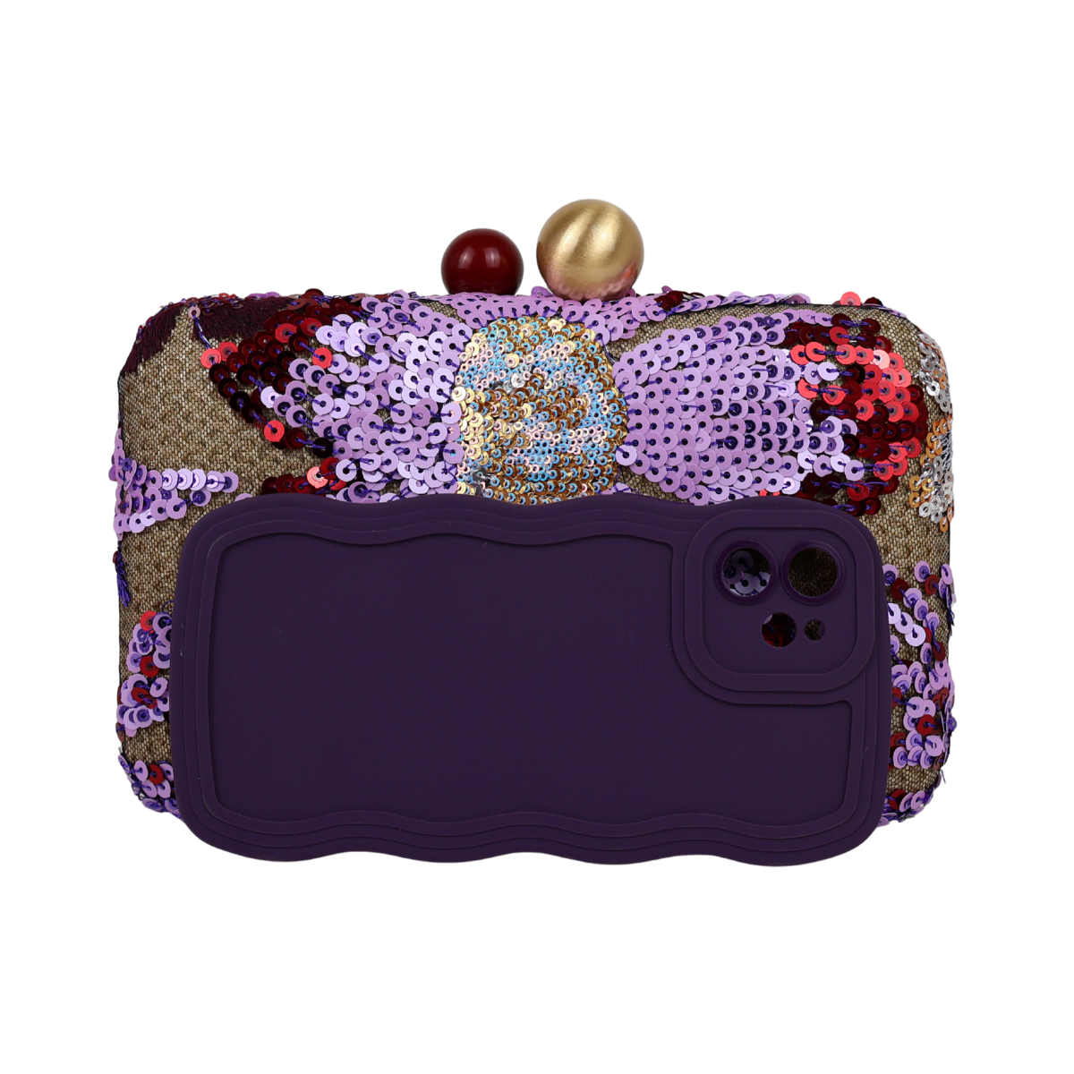 Bolsa Clutch Festa Bordada Flores Roxa