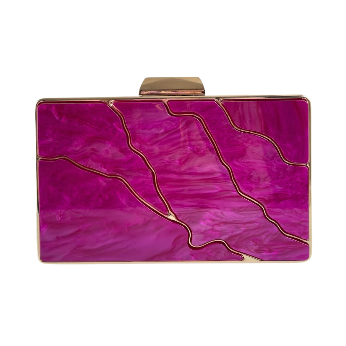 Bolsa de Festa Clutch Metal e Acrílico Fúcsia