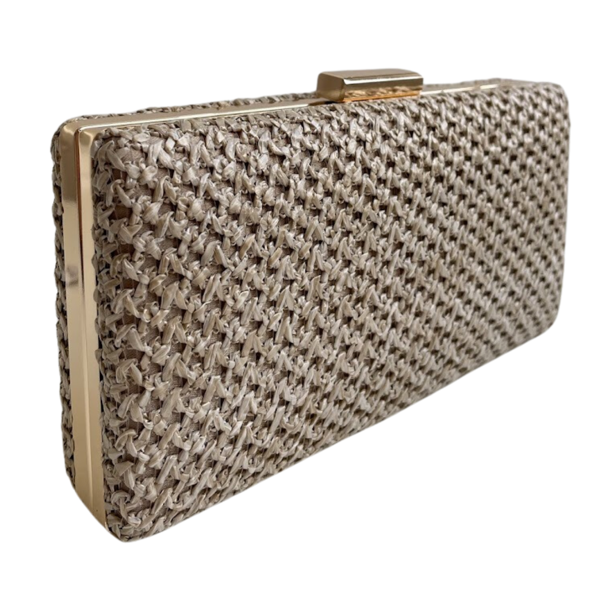 Bolsa Festa Clutch Trama Palha Bege Escuro