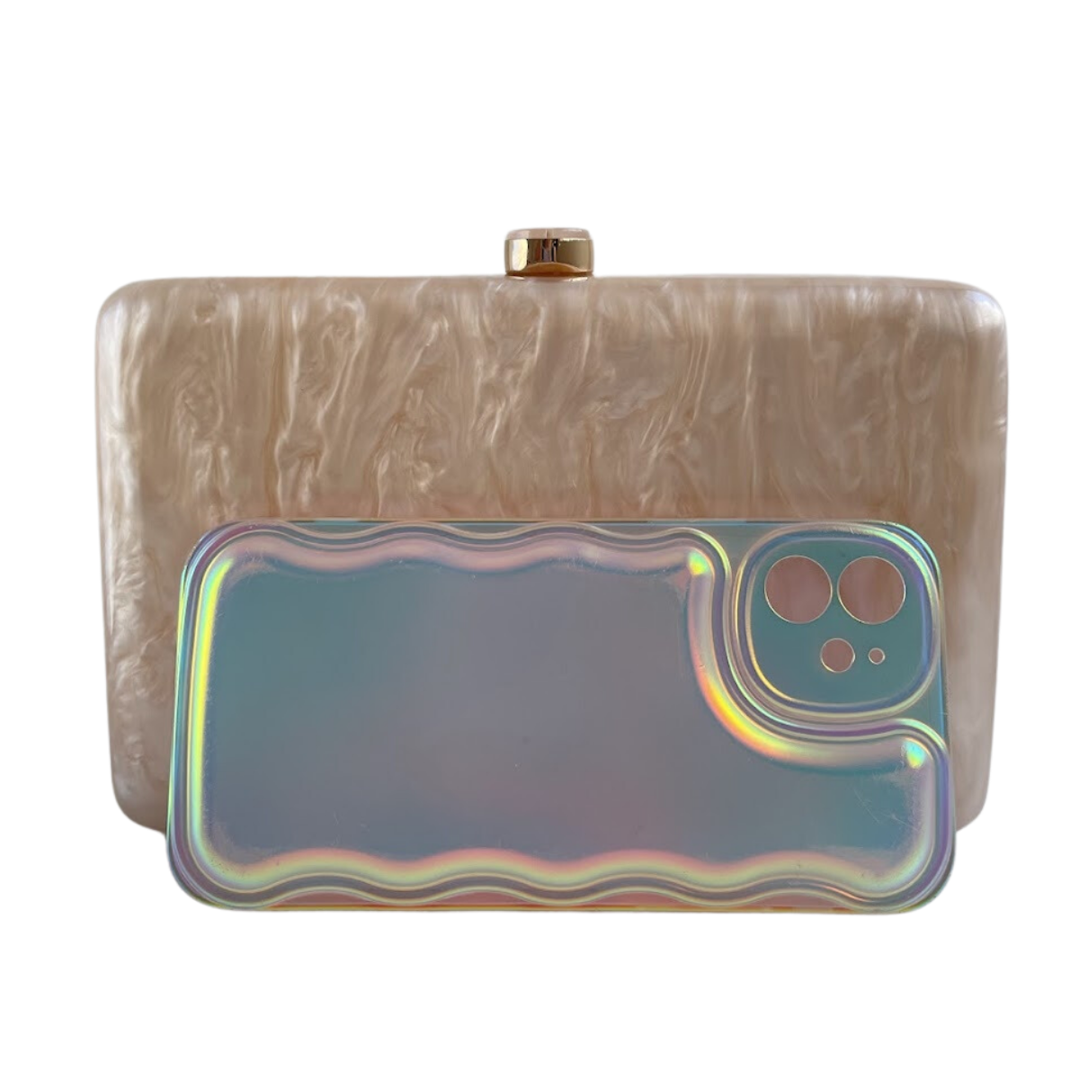 Bolsa Clutch Festa Acrílico Bege