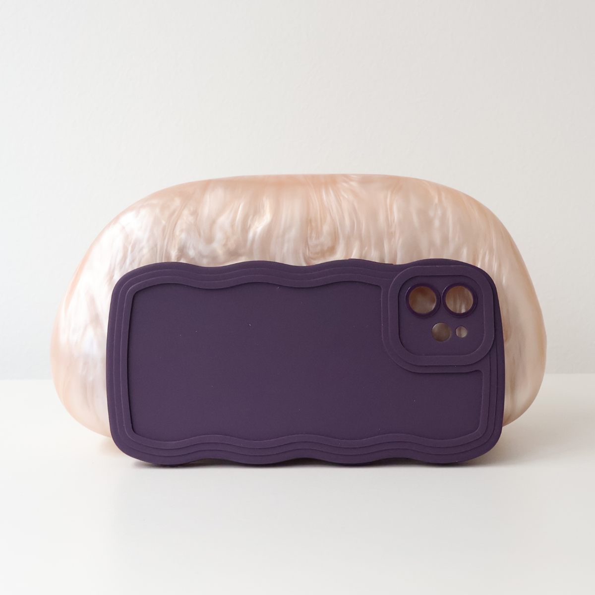 Bolsa de Festa Clutch Acrílico Perolada Champagne