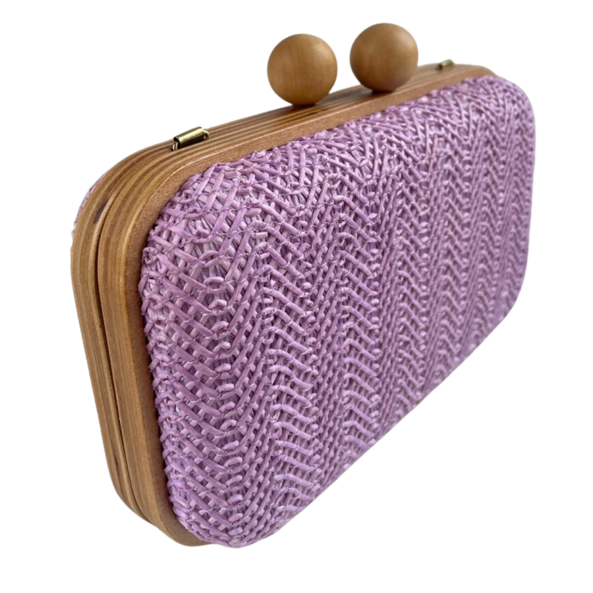 Bolsa de Festa Clutch Madeira e Palha Roxa - ReUse