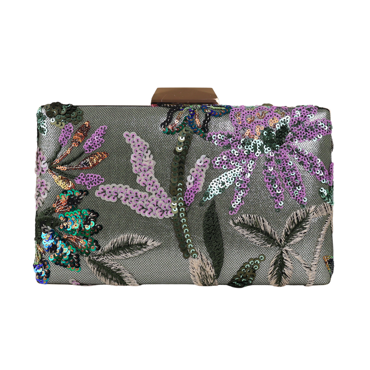 Bolsa Clutch Festa Bordada Flores Verde