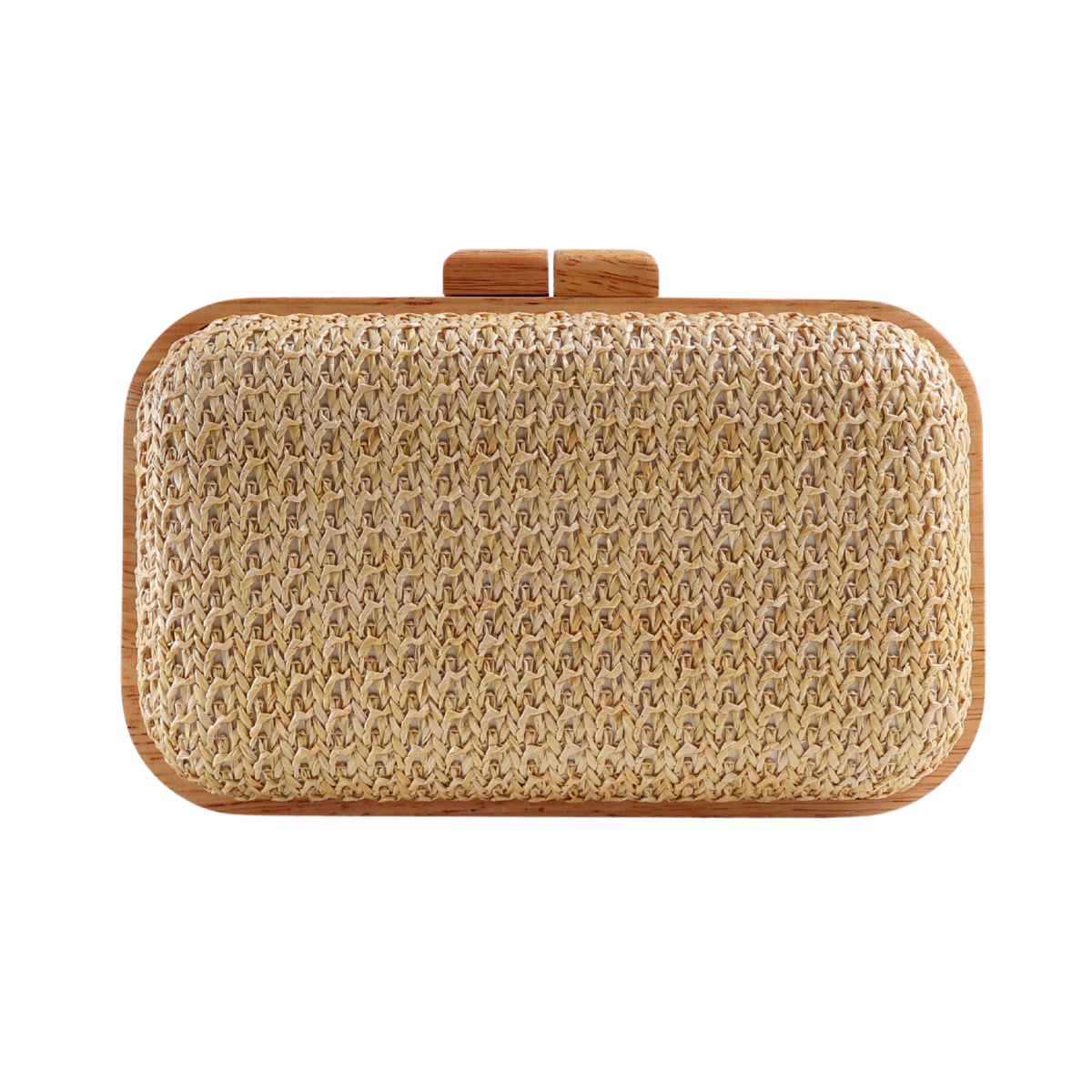 Bolsa Clutch Festa Palha Madeira Bordada Bege Laranja Rosa