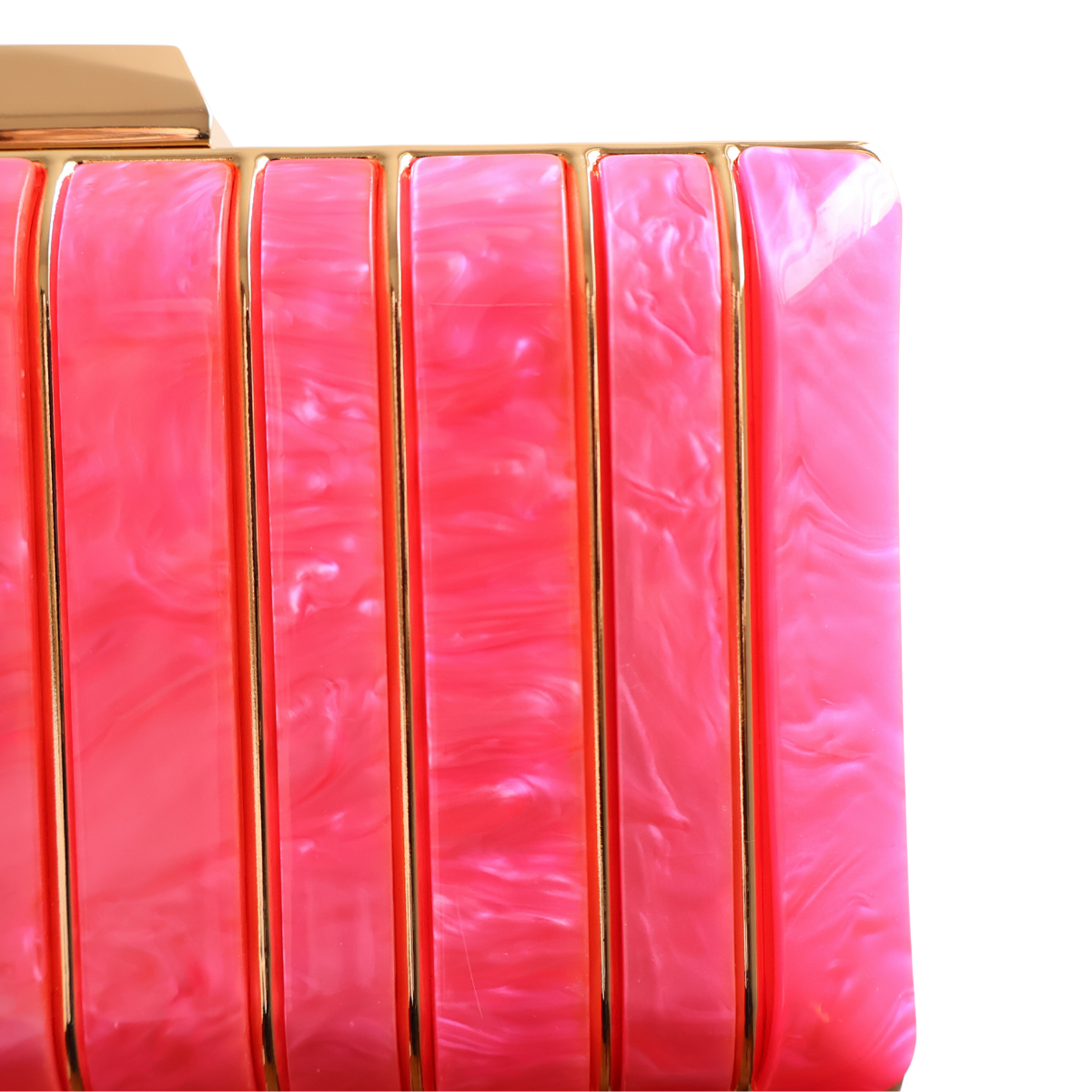Bolsa de Festa Clutch Acrílico e Metal Rosa