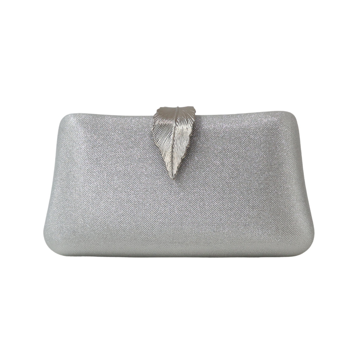 Bolsa Clutch Festa Fecho de Folha Prata