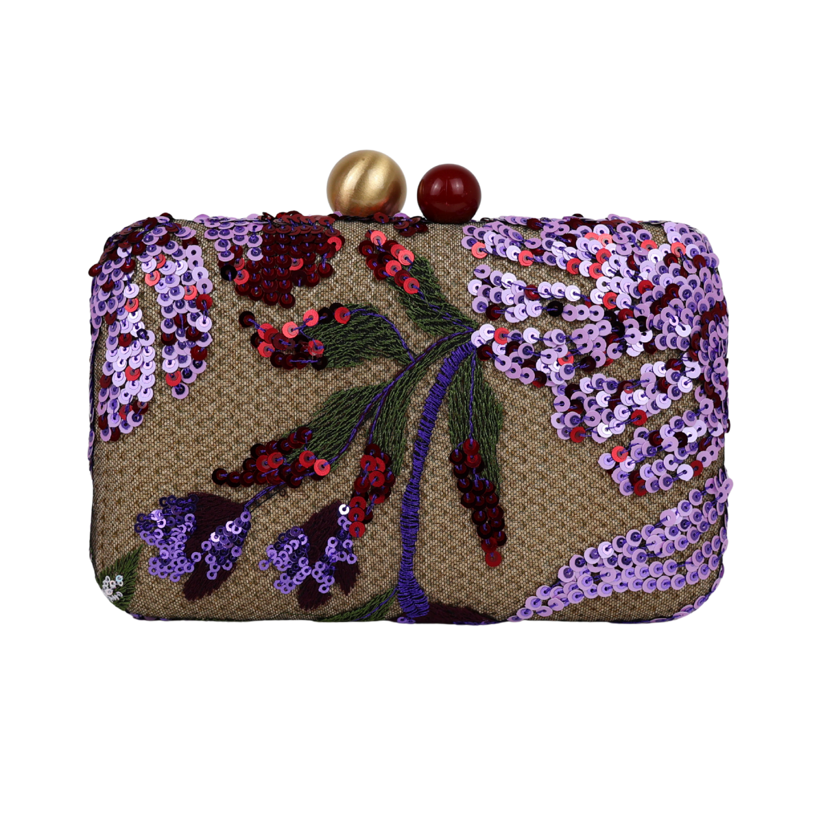 Bolsa Clutch Festa Bordada Flores Roxa