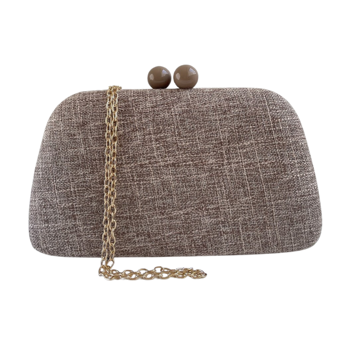 Bolsa de Festa Clutch Linho Marrom