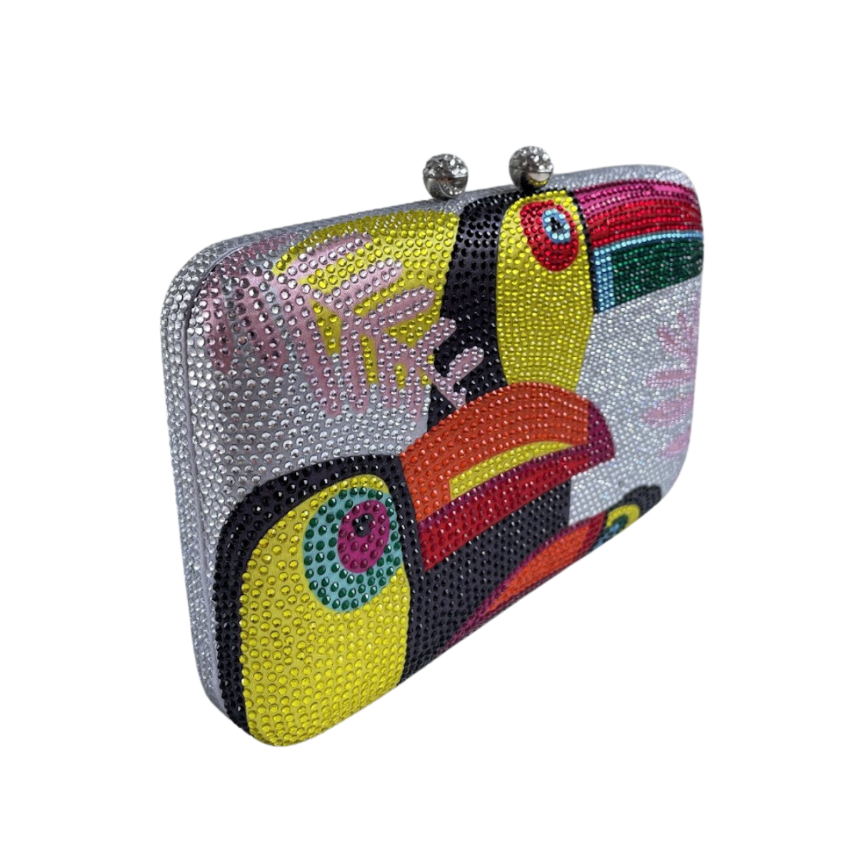 Bolsa de Festa Clutch Pedraria Prata Toucan